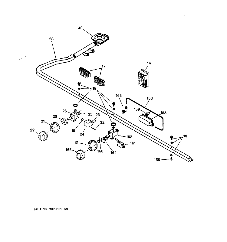 MANIFOLD & CONTROLS Diagram and Parts List for ZGU48L6RWSS  General Electric Cooktop