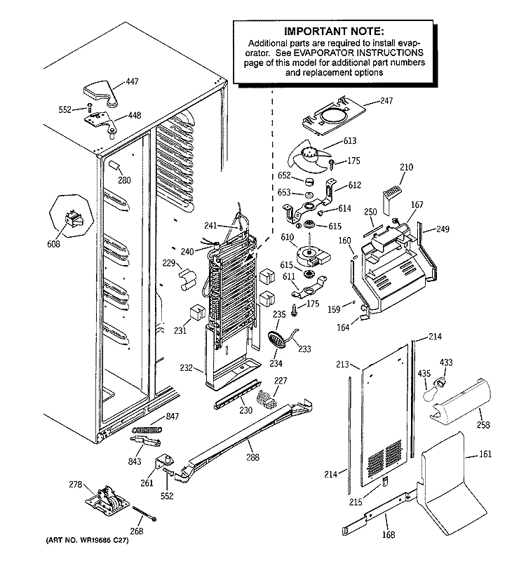 FREEZER SECTION Diagram and Parts List for PSG27MISACWW  General Electric Refrigerator