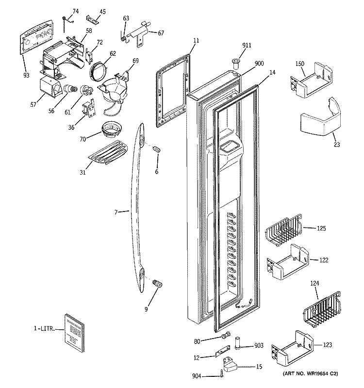 FREEZER DOOR Diagram and Parts List for PSG27SHSACBS  General Electric Refrigerator
