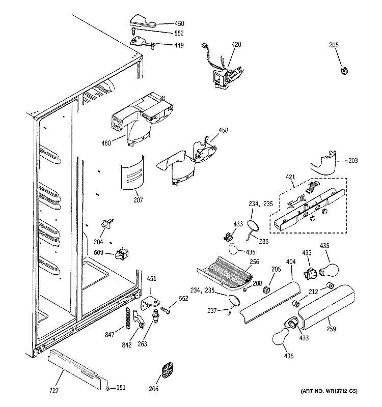 FRESH FOOD SECTION Diagram and Parts List for GCG23YBSAFBB  General Electric Refrigerator
