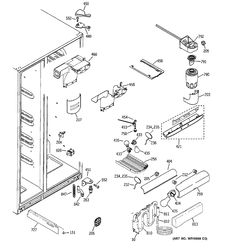 FRESH FOOD SECTION Diagram and Parts List for DSS25KSRCSS  General Electric Refrigerator