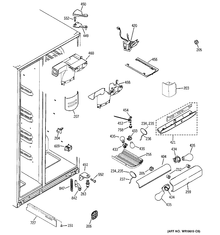 FRESH FOOD DOOR Diagram and Parts List for GSG25YBSBCWW  General Electric Refrigerator