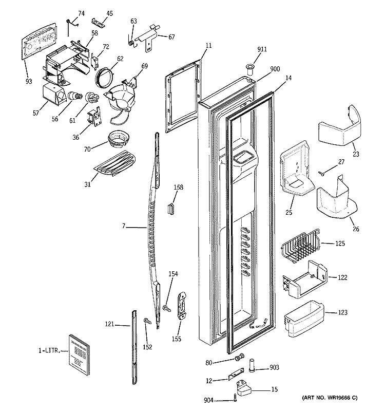 FREEZER DOOR Diagram and Parts List for PCT23MGPCCC  General Electric Refrigerator