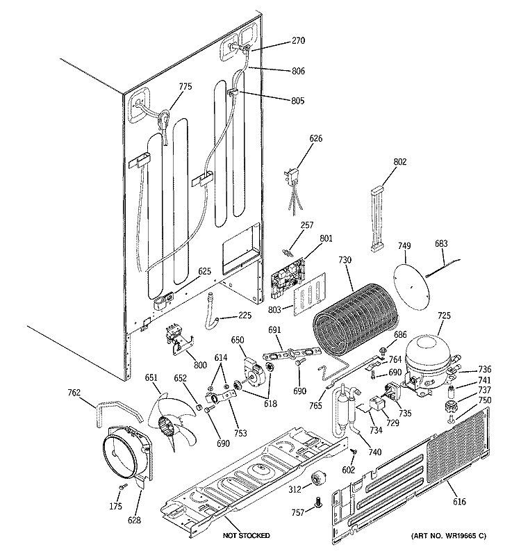 SEALED SYSTEM & MOTHER BOARD Diagram and Parts List for PSC23SHRCSS  General Electric Refrigerator
