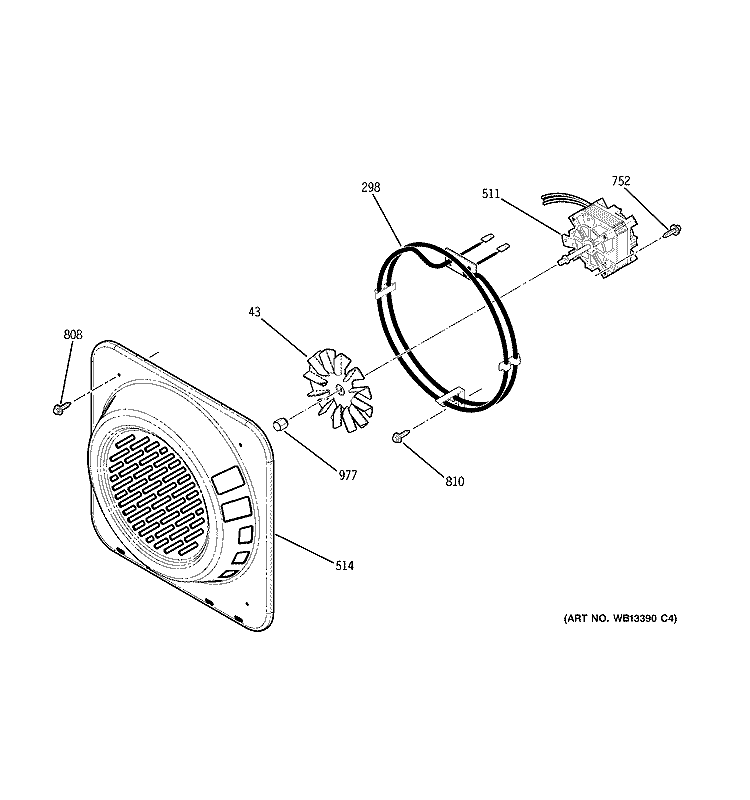CONVECTION FAN Diagram and Parts List for JCT915SF3SS  General Electric Wall Oven