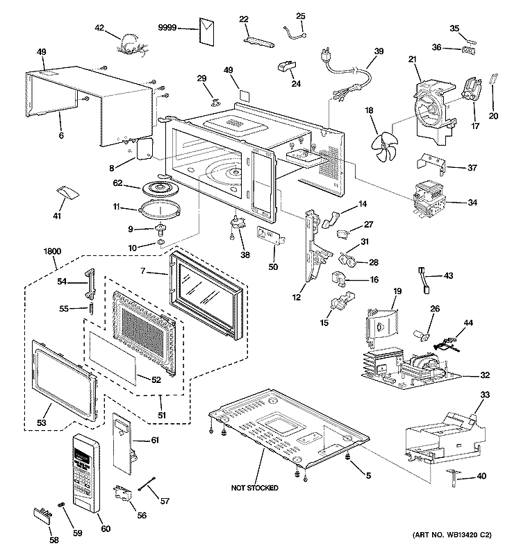 MICROWAVE Diagram and Parts List for JES2251SJ01  General Electric Microwave