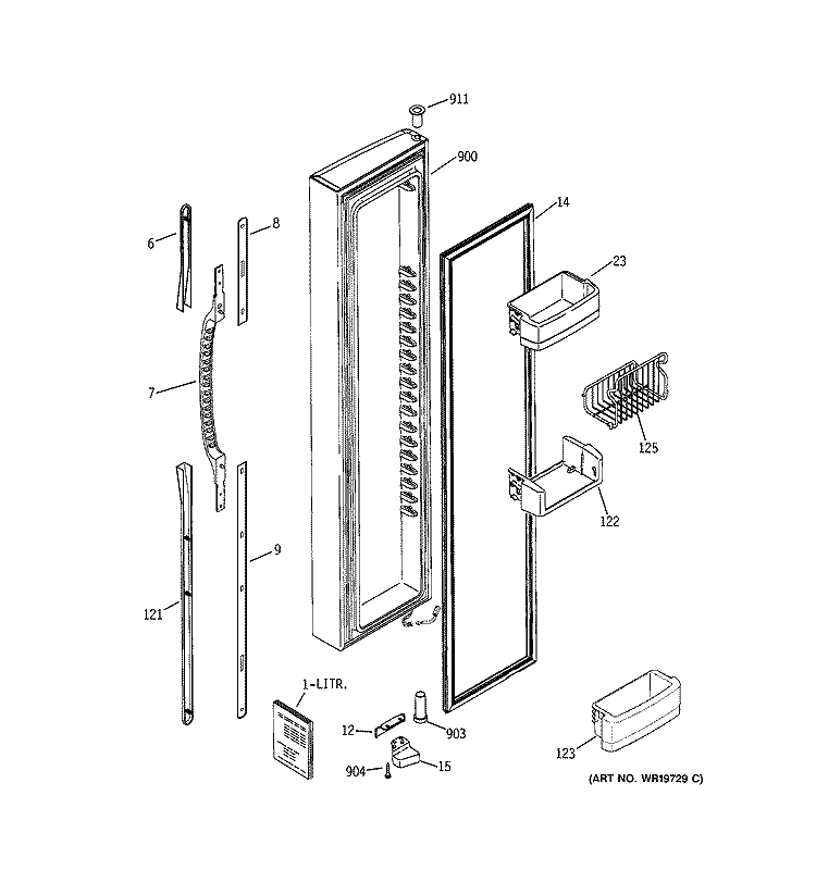 FREEZER DOOR Diagram and Parts List for GSK25LCNDCCC  General Electric Refrigerator