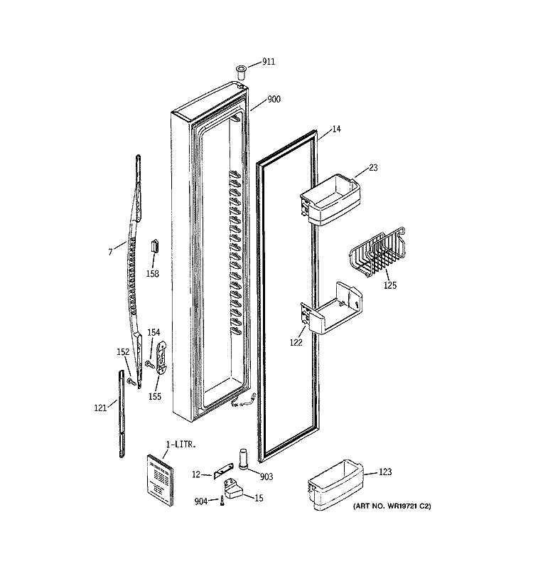 FREEZER DOOR Diagram and Parts List for PSG25MCSACBB  General Electric Refrigerator