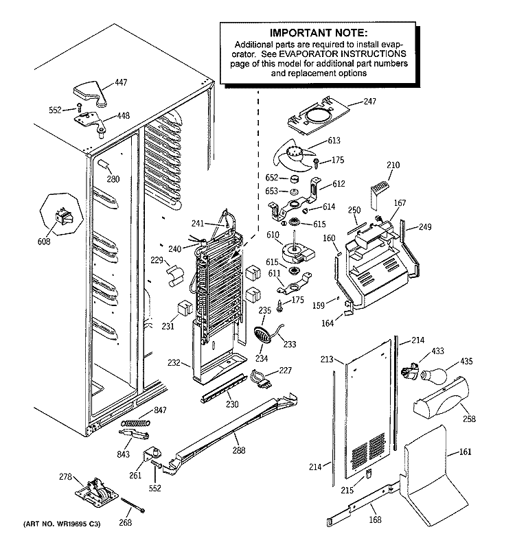 FREEZER SECTION Diagram and Parts List for RSK29NHMJCCC  General Electric Refrigerator