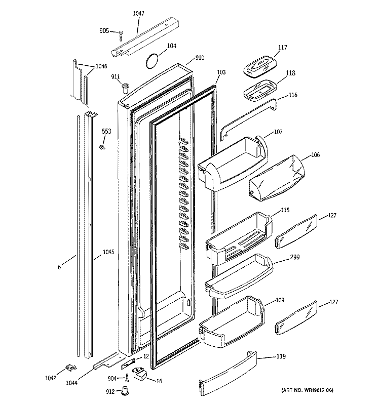 FRESH FOOD DOOR Diagram and Parts List for PIG21MISAFBB  General Electric Refrigerator