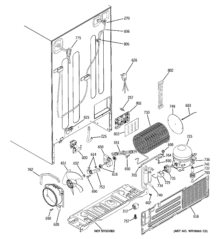 SEALED SYSTEM & MOTHER BOARD Diagram and Parts List for PIT23SGRCSV  General Electric Refrigerator