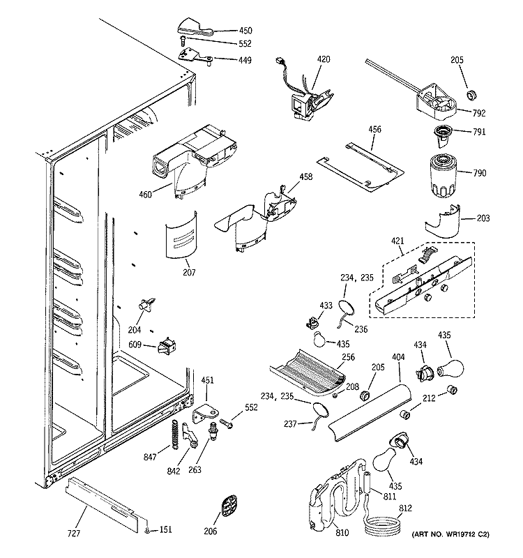 FRESH FOOD SECTION Diagram and Parts List for GCR23YLRCWW  General Electric Refrigerator