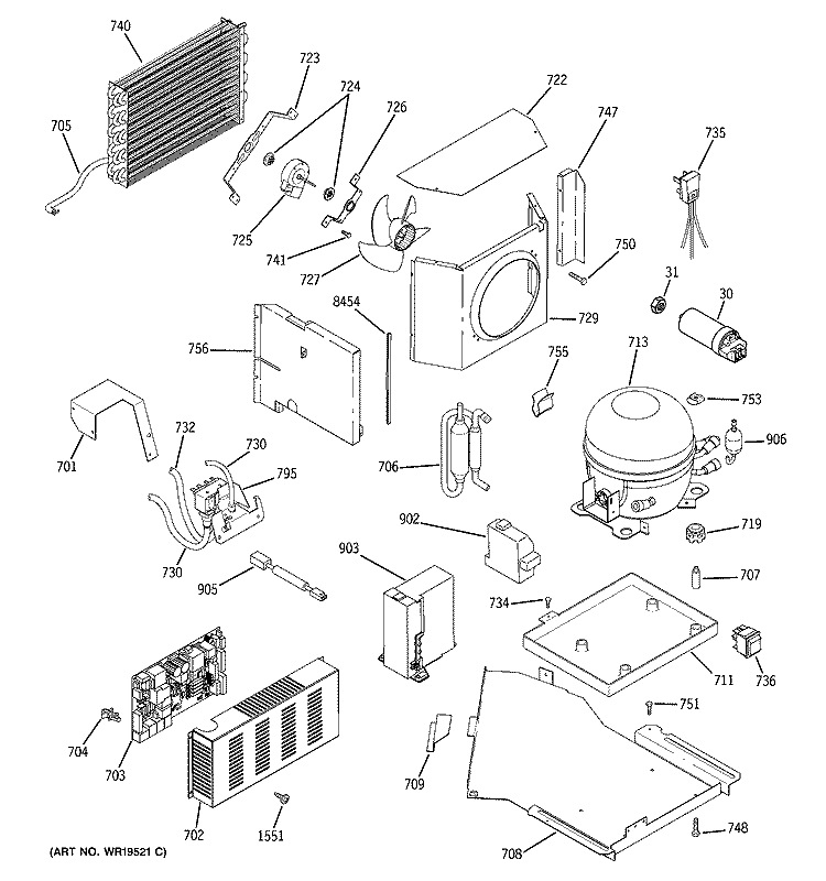 SEALED SYSTEM & MOTHER BOARD Diagram and Parts List for ZIS360NRC  General Electric Refrigerator