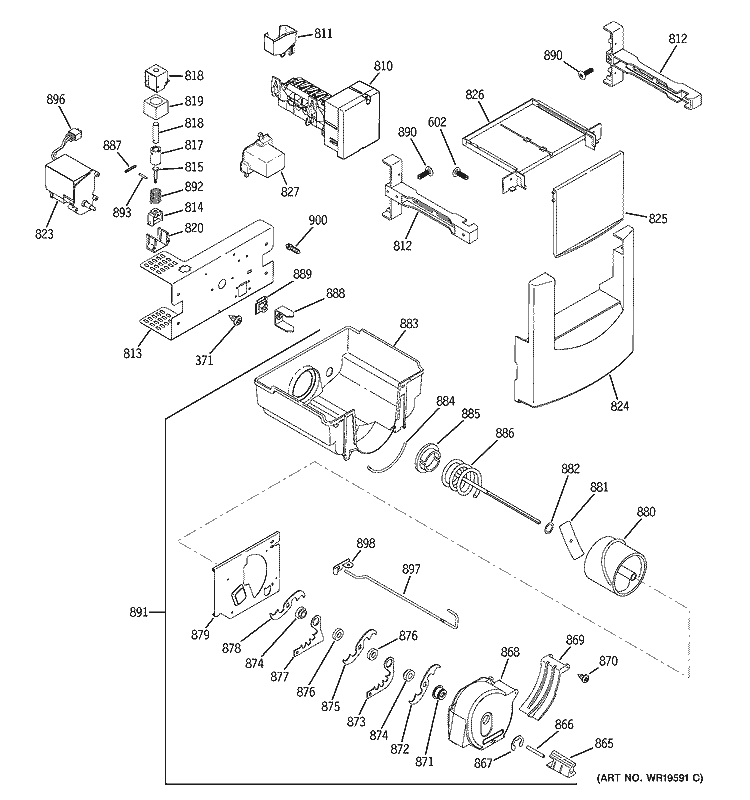ICE MAKER & DISPENSER Diagram and Parts List for ZISB360DRC  General Electric Refrigerator