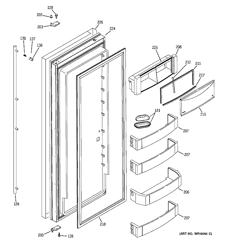 FRESH FOOD DOOR Diagram and Parts List for ZSGS420DMBSS  General Electric Refrigerator