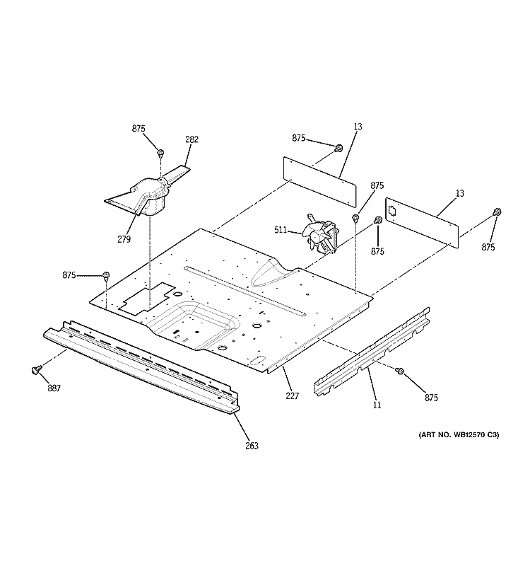 CENTER SPACER Diagram and Parts List for JKP28BF2BB  General Electric Wall Oven