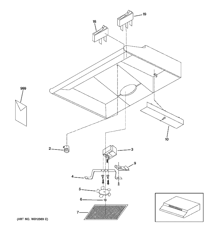 RANGE HOOD Diagram and Parts List for JN327H1BB  General Electric Range Hood