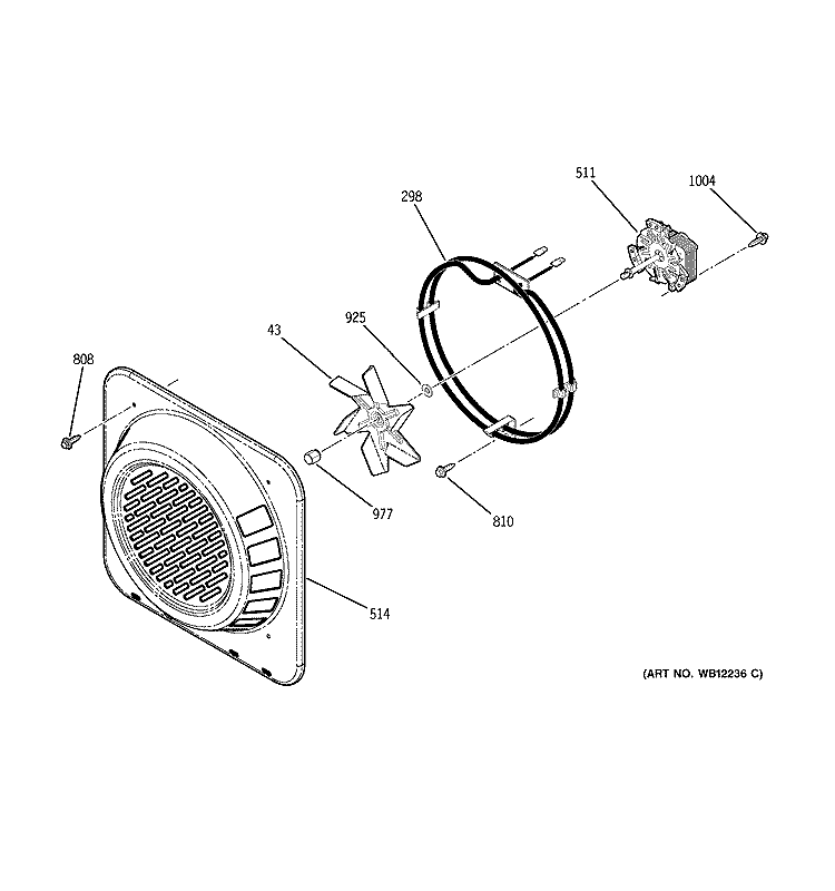 CONVECTION FAN Diagram and Parts List for JTP56CD1CC  General Electric Wall Oven