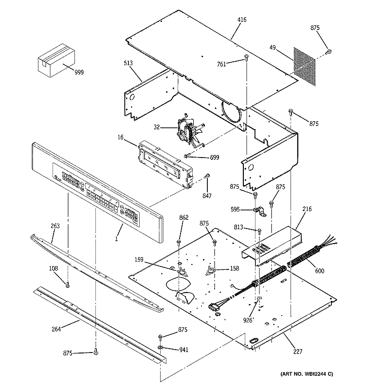 CONTROL PANEL Diagram and Parts List for JTP56SD1SS  General Electric Wall Oven