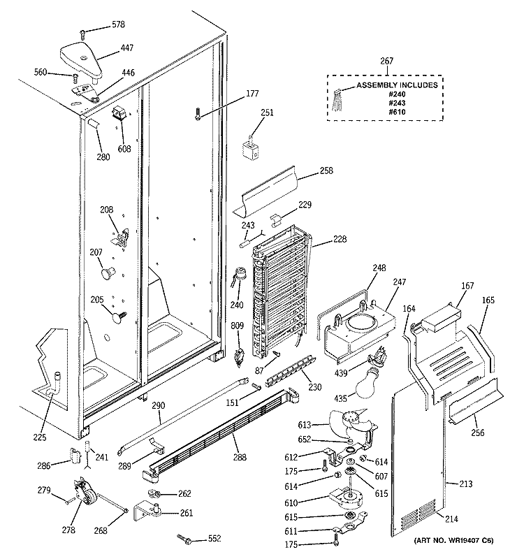 FREEZER SECTION Diagram and Parts List for GSS22SGPHBS  General Electric Refrigerator