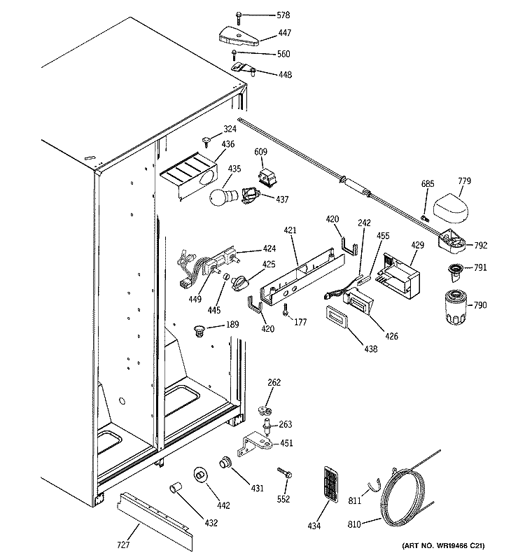 FRESH FOOD SECTION Diagram and Parts List for GSH25IGRECC  General Electric Refrigerator