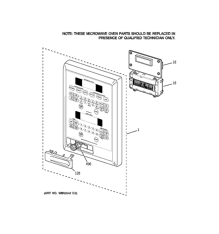 CONTROL PANEL Diagram and Parts List for JT965SK1SS  General Electric Microwave Oven Combo
