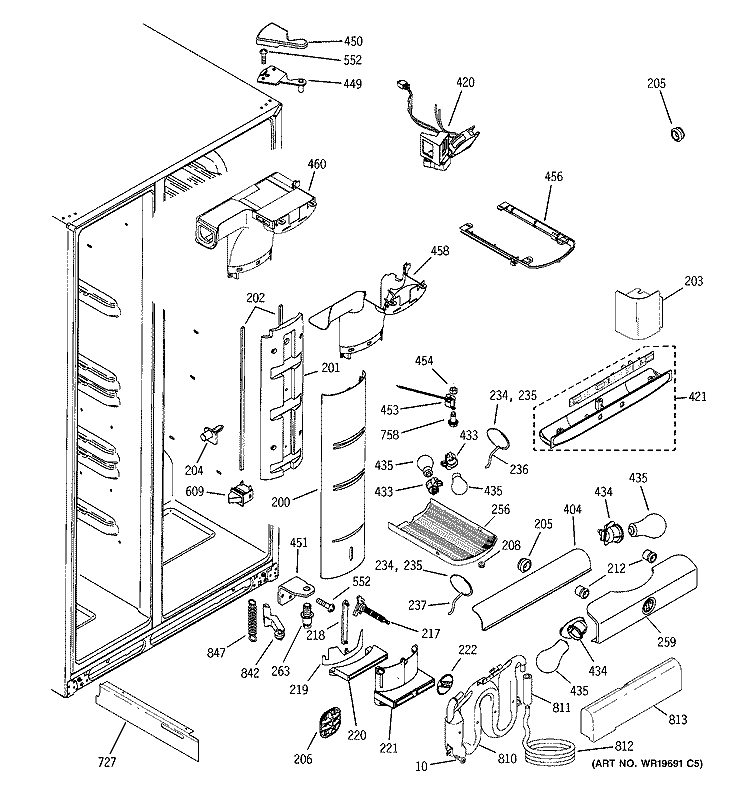 FRESH FOOD SECTION Diagram and Parts List for PCG23MISAFWW  General Electric Refrigerator