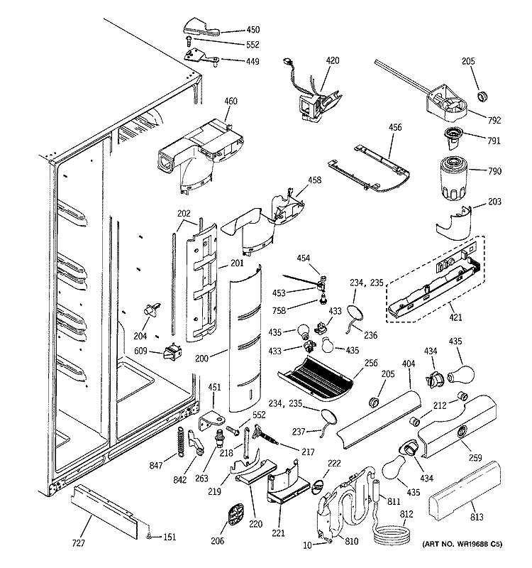 FRESH FOOD SECTION Diagram and Parts List for PSK25MGRBCCC  General Electric Refrigerator