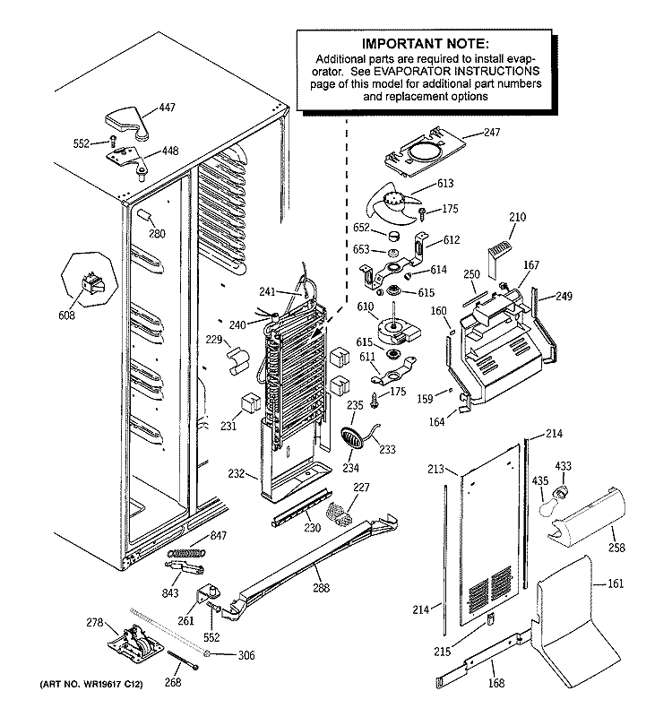 FREEZER SECTION Diagram and Parts List for GCG23YEMHFWW  General Electric Refrigerator