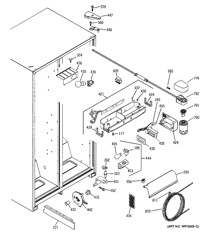 FRESH FOOD SECTION Diagram and Parts List for GSH25SGRESS  General Electric Refrigerator