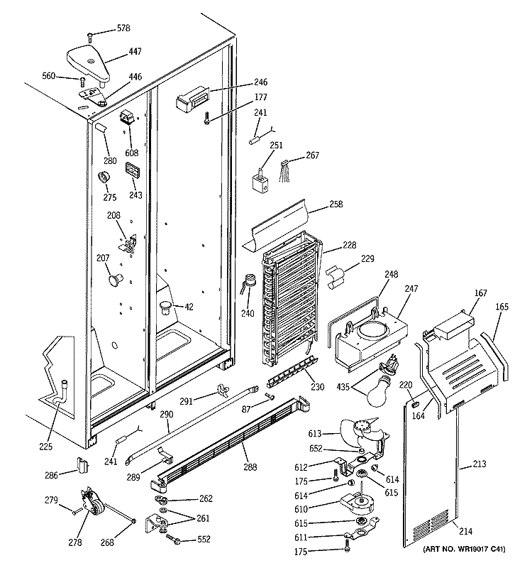 FREEZER SECTION Diagram and Parts List for GSS20IBMDCC  General Electric Refrigerator