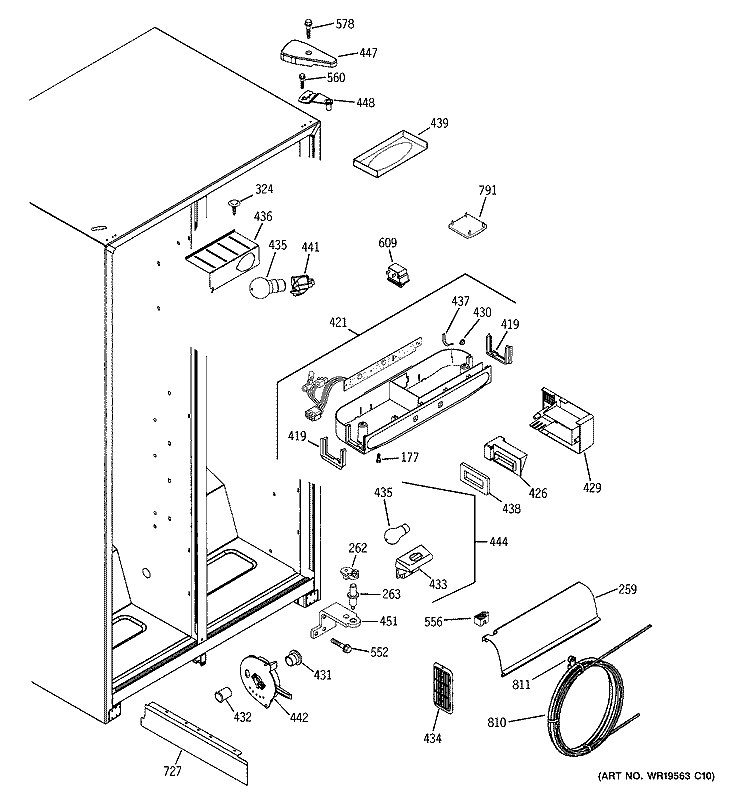 FRESH FOOD SECTION Diagram and Parts List for PSA22MIPHFBB  General Electric Refrigerator
