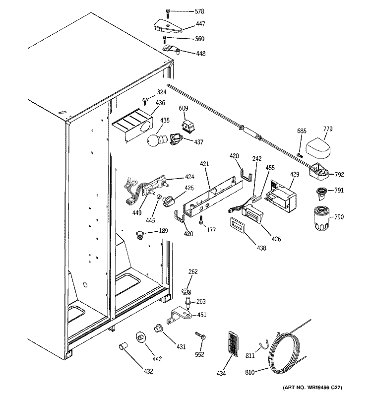 FRESH FOOD SECTION Diagram and Parts List for HSS25IFPHWW  Hotpoint Refrigerator