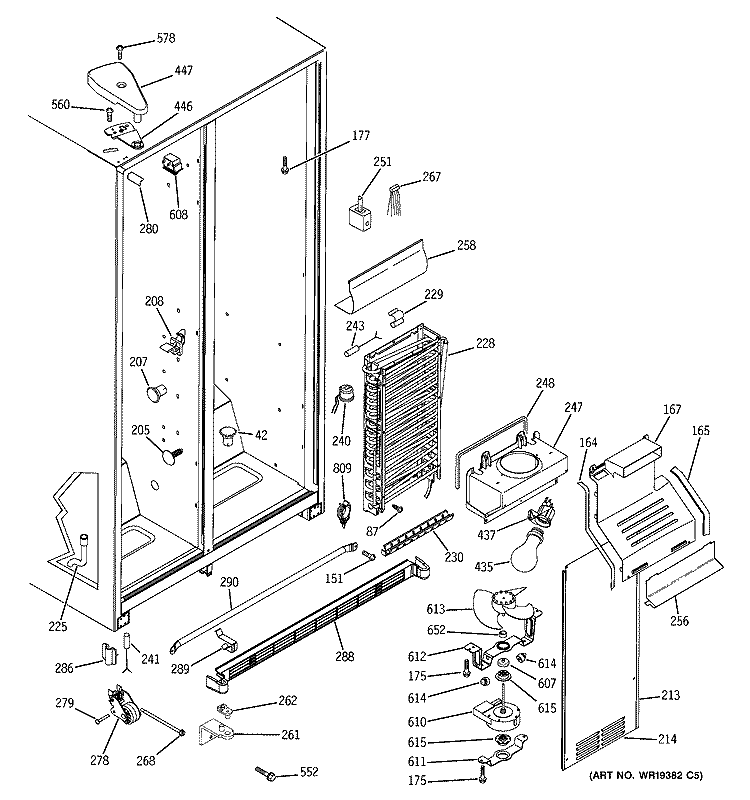 FREEZER SECTION Diagram and Parts List for HST22IFPHCC  Hotpoint Refrigerator