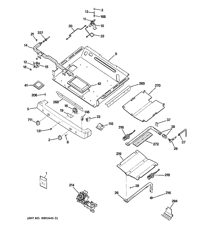GAS & BURNER PARTS Diagram and Parts List for JGB928KEK1CC  General Electric Range