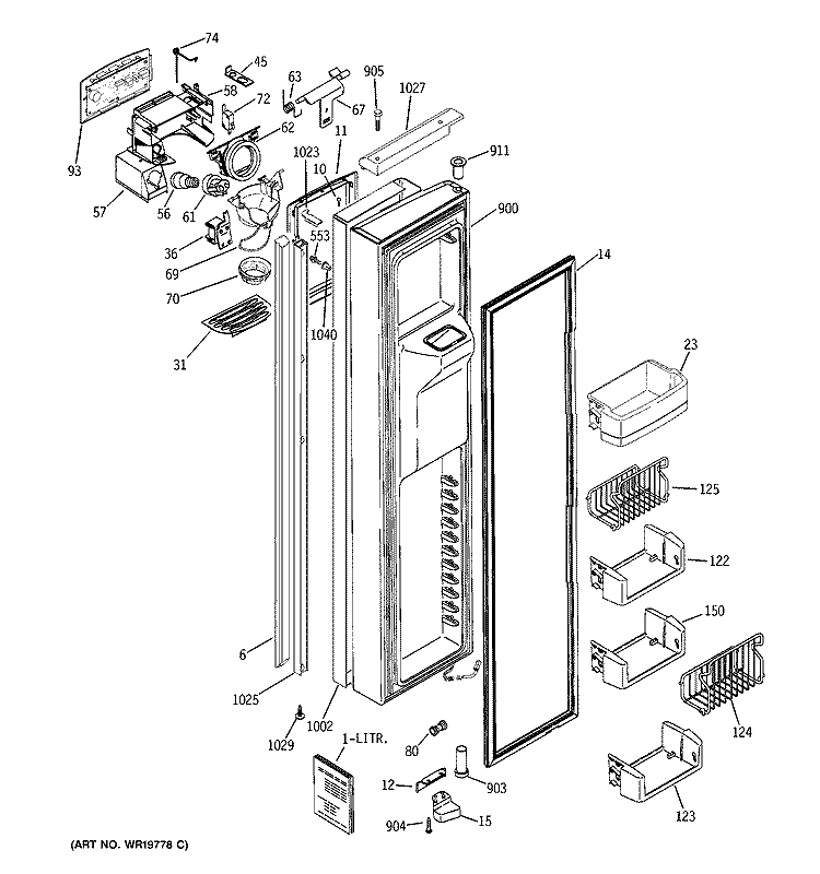 FREEZER DOOR Diagram and Parts List for PIG23SGSAFSV  General Electric Refrigerator