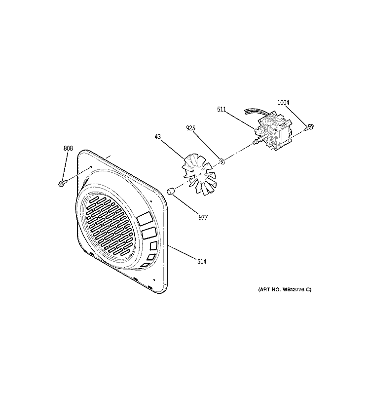 CONVECTION FAN Diagram and Parts List for JGS968SH2SS  General Electric Range