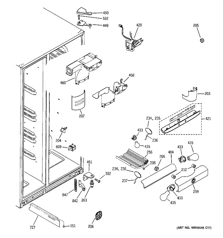 FRESH FOOD SECTION Diagram and Parts List for GCG23YBMHFBB  General Electric Refrigerator
