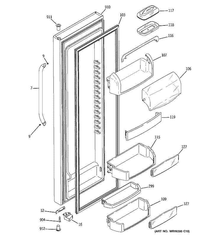 FRESH FOOD DOOR Diagram and Parts List for GCG21SISAFSS  General Electric Refrigerator
