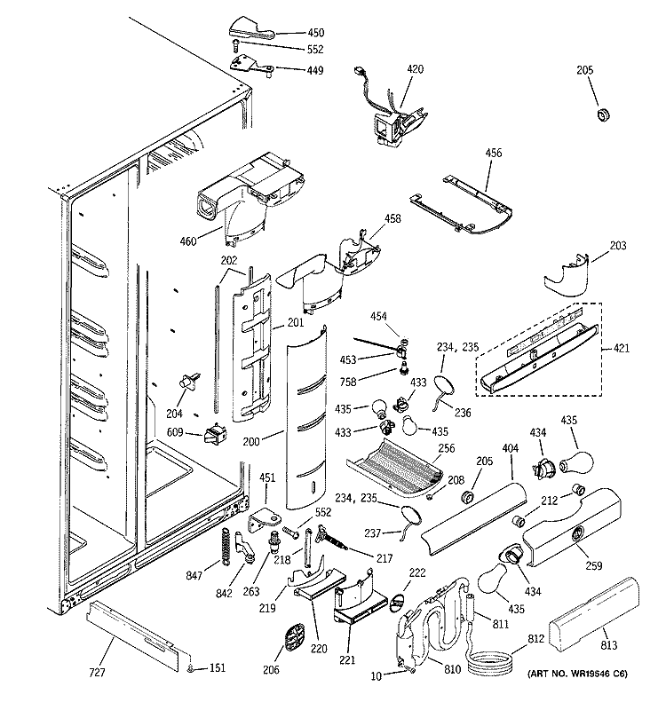 FRESH FOOD SECTION Diagram and Parts List for GCG21SISAFSS  General Electric Refrigerator
