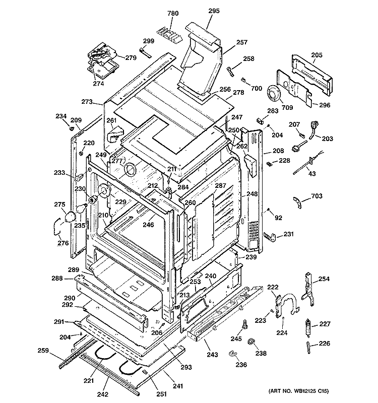 BODY PARTS Diagram and Parts List for JGBP88SEK1SS  General Electric Range