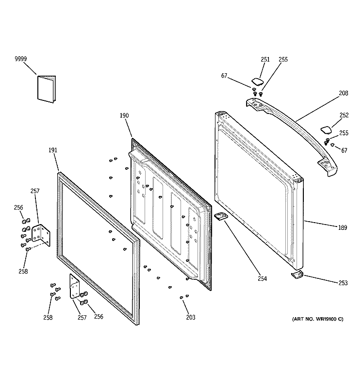 FREEZER DOOR Diagram and Parts List for PDS18LBMCCC  General Electric Refrigerator