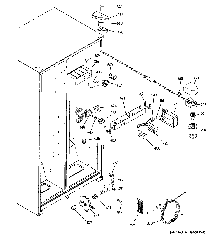 FRESH FOOD SECTION Diagram and Parts List for SSL25KFPHBS  General Electric Refrigerator