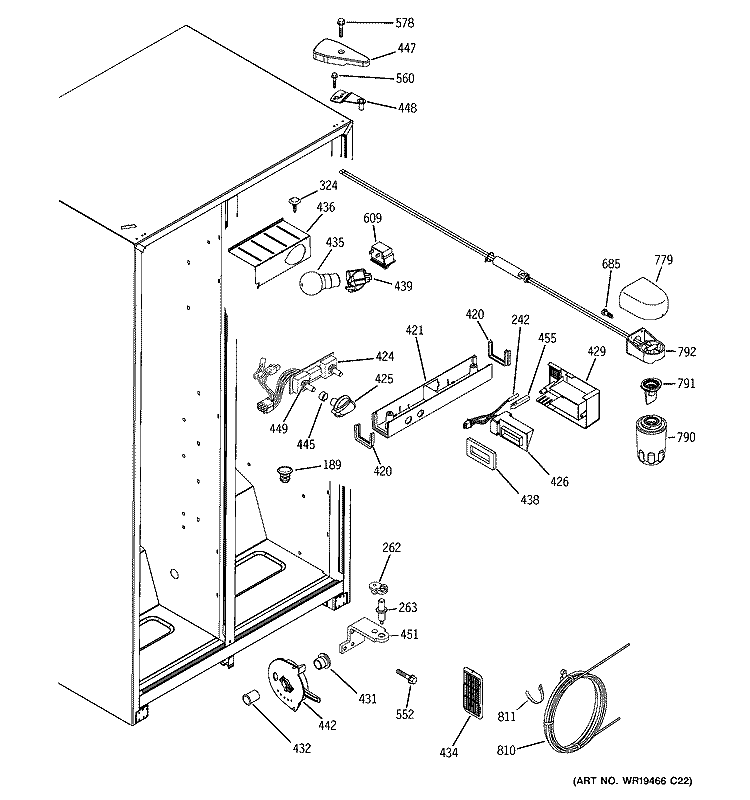 FRESH FOOD SECTION Diagram and Parts List for SSS25KFPHWW  General Electric Refrigerator