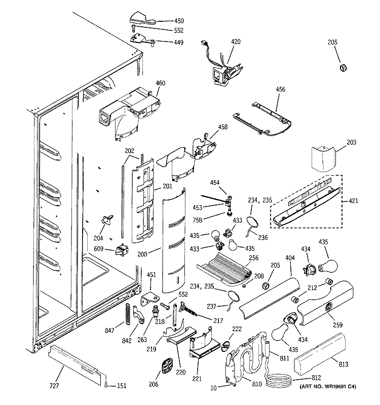 FRESH FOOD SECTION Diagram and Parts List for GCG21IESAFWW  General Electric Refrigerator