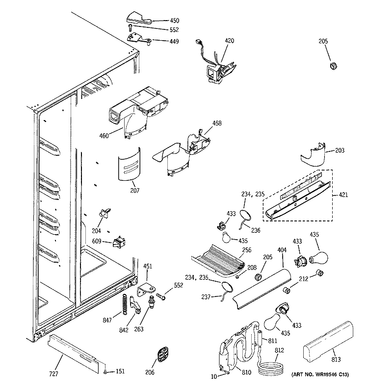 FRESH FOOD SECTION Diagram and Parts List for GCG23YHSAFSS  General Electric Refrigerator