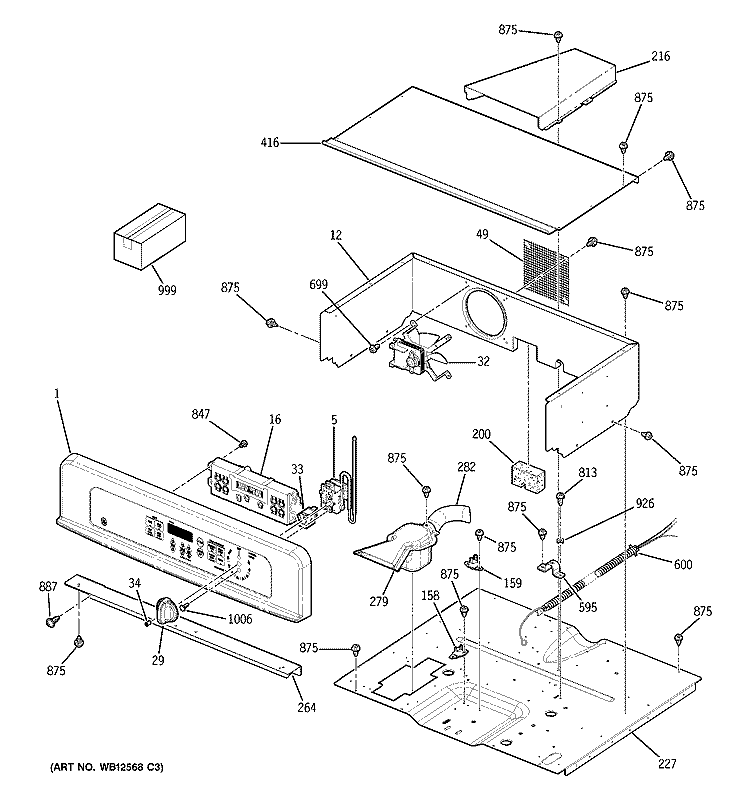 CONTROL PANEL Diagram and Parts List for JKP28WF3WW  General Electric Wall Oven