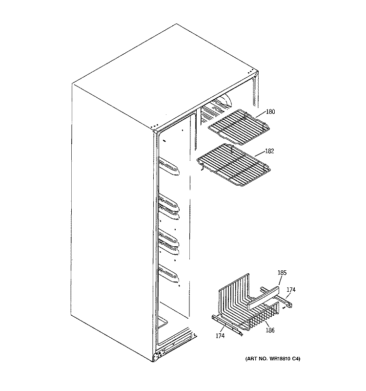 FREEZER SHELVES Diagram and Parts List for SSL27RGRABS  General Electric Refrigerator