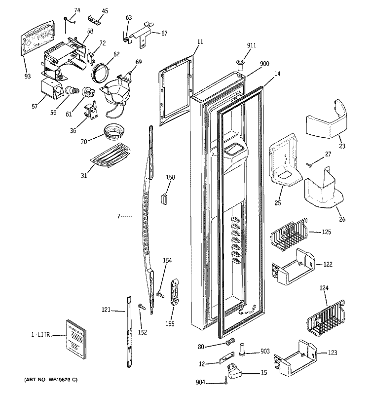 FREEZER DOOR Diagram and Parts List for PSC23NHPCCC  General Electric Refrigerator