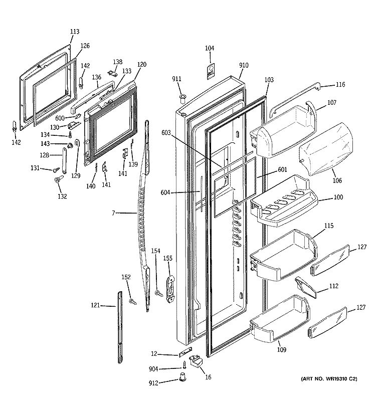 FRESH FOOD DOOR Diagram and Parts List for PSS29NHSABB  General Electric Refrigerator
